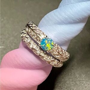 Bomb Party October Birthday Blue Fire Opal Ring